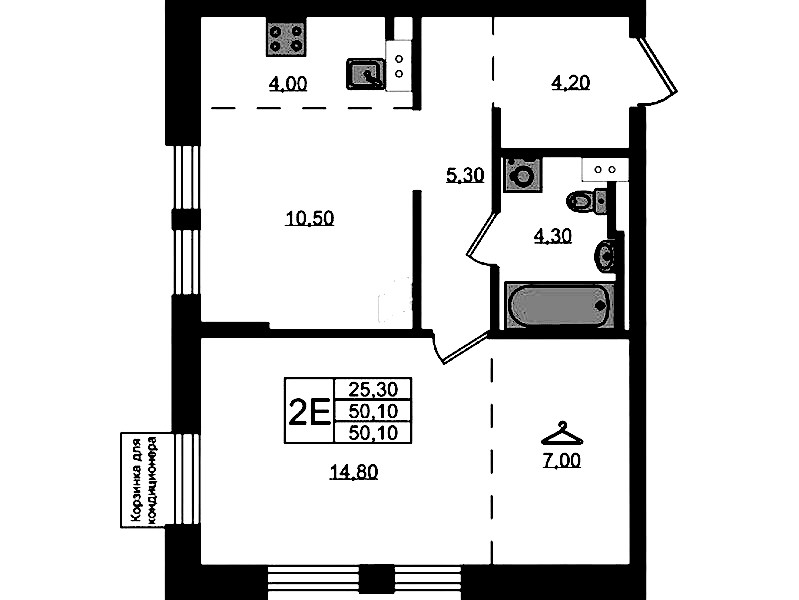 1-комнатная квартира 50.1 м², 7/7 эт., ЖК «Курортный квартал»